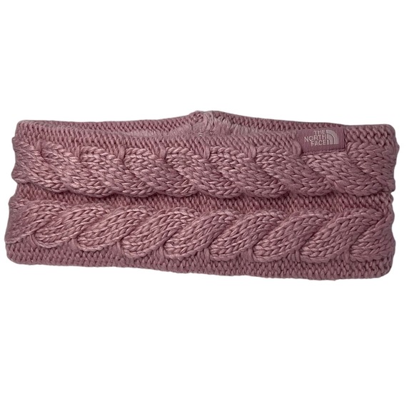 The North Face Womens Mega Headband Mauve‎ Cable Knit Fleece Lined One Size NWT